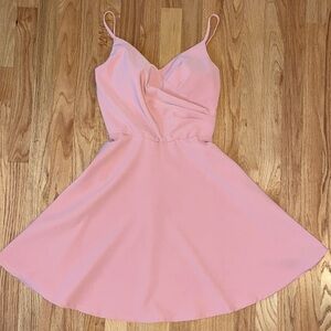 TRIXXI Formal Peach Spaghetti Strap Mini Dress